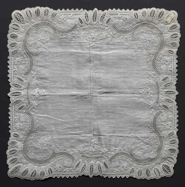 Embroidered Handkerchief, 19th century. Switzerland, 19th century. Embroidery: linen; average: 31.1