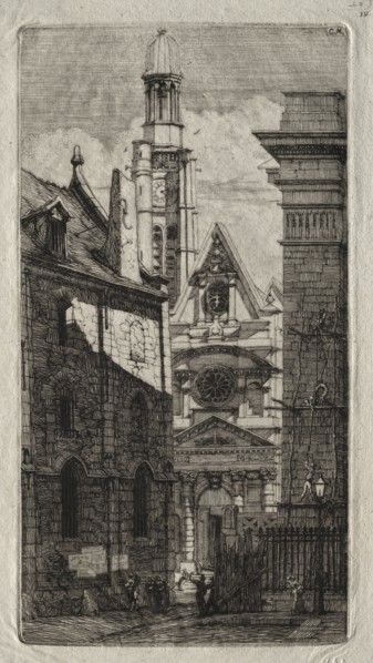 Etchings of Paris:  Church of St. Stephen of the Mount, 1852. Charles Meryon (French, 1821-1868).