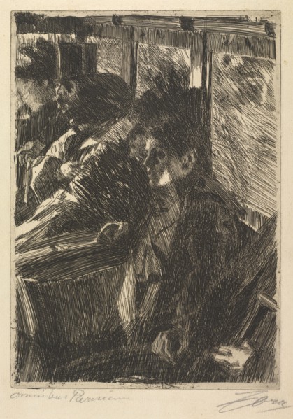 Omnibus, 1892. Anders Zorn (Swedish, 1860-1920). Etching