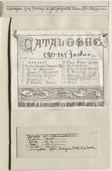 Catalogue of My Paintings at J. W. Sargents, Cleveland, December 17th, 1877, 1877. Otto H. Bacher