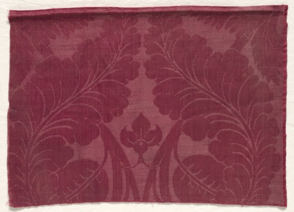 Damask with Leaf and Floral Design, 1700s - 1800s. England, 18th-19th century. Damask; wool;