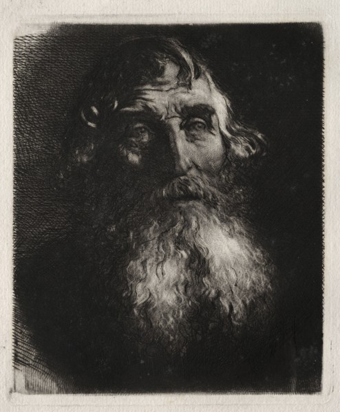 Study of an Old Man's Head. Hubert von Herkomer (British, 1849-1914). Etching and roulette