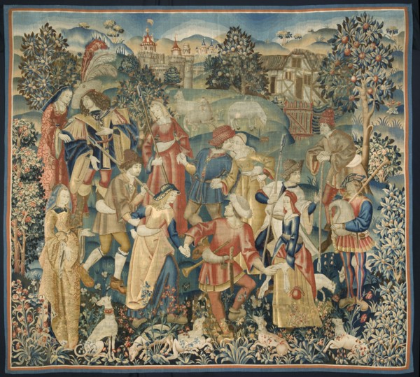 Shepherds in a Round Dance, around 1500. Netherlands, early 16th century. Tapestry weave: wool and