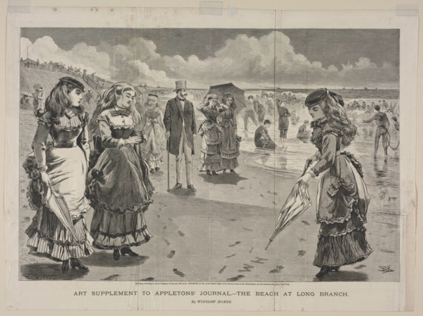 The Beach at Long Branch, 1869. Winslow Homer (American, 1836-1910). Wood engraving