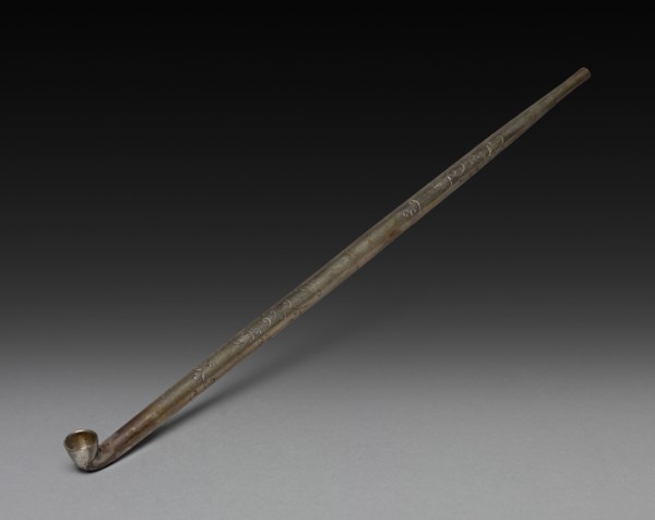 Tobacco Pipe, 19th century. Japan, Edo Period (1615-1868). Silver; overall: 28.4 cm (11 3/16 in.).