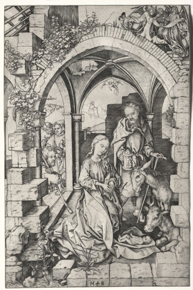 The Nativity. Martin Schongauer (German, c.1450-1491). Engraving