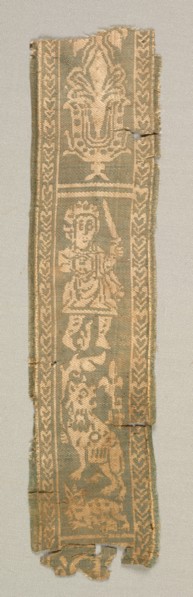 Silk Decorative Tunic Band with a Hunter, 700s. Egypt or Syria, Islamic period, late Umayyad or