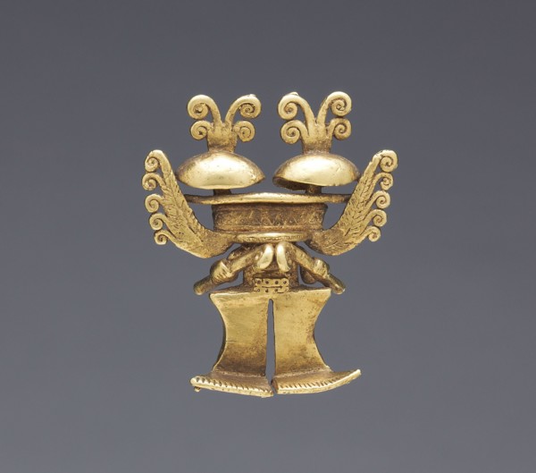 Animal-Headed Figure Pendant, 1-800. Colombia, Quimbaya or Yotoco style, 5th-10th Century. Cast