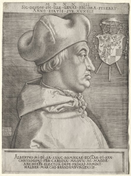 Cardinal Albrecht of Brandenburg - The Large Plate, 1523. Albrecht Dürer (German, 1471-1528).