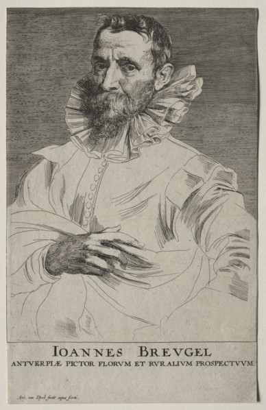 Portrait of Jan Brueghel. Anthony van Dyck (Flemish, 1599-1641). Engraving and etching
