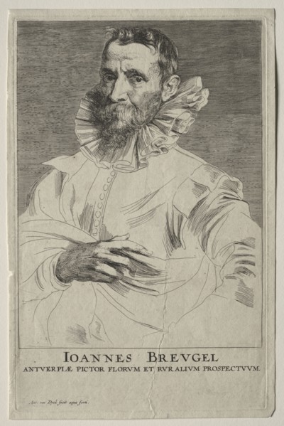 Portrait of Jan Brueghel. Anthony van Dyck (Flemish, 1599-1641). Engraving and etching