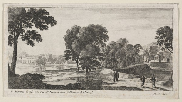 Landscape with Figures. Gabriel Perelle (French, c. 1603-1677). Etching