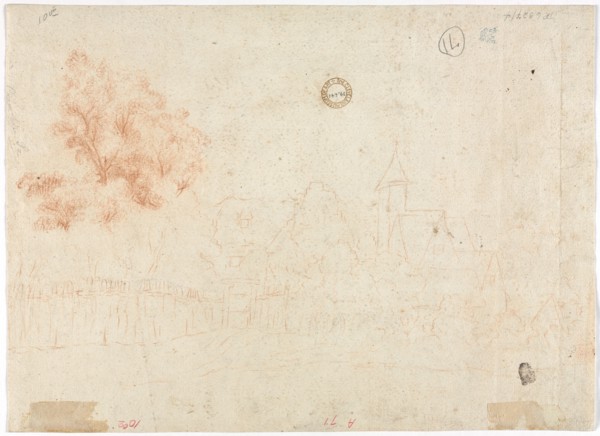 Sketch of a Village (verso), 18th century?. France, 18th century (?). Red chalk; sheet: 26.9 x 36.9