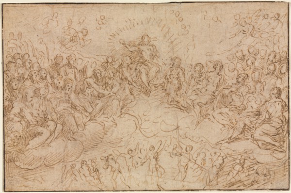 The Last Judgment, 1500s. After Jean Cousin (French, c. 1490-c. 1560). Pen and brown ink; framing