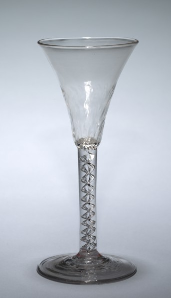 Wine Glass, 1740-1750. England, 18th century. Glass; diameter: 7.7 cm (3 1/16 in.); overall: 18 x 8
