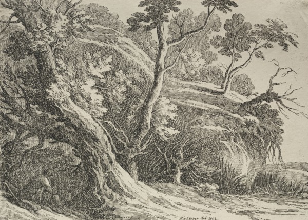 Specimens of Polyautography:  Man Seated under an Oak, 1802. Richard II Cooper (British, 1740-aft