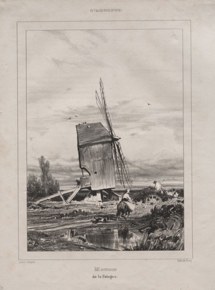 Mill in the Sologne, France, 1835. Jules Dupré (French, 1811-1889). Lithograph