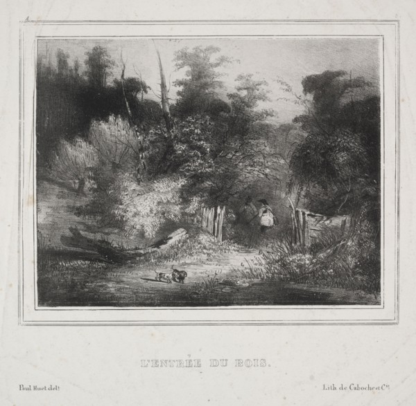 Landscapes:  The Entrance of a Forest, 1829. Paul Hüet (French, 1803-1869). Lithograph