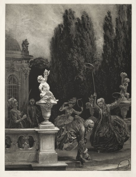 Essay on Stone with Brush and Scraper:  Playing at Hoops on the Castle Terrace, 1851. Adolph von
