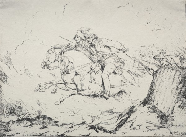 Specimens of Polyautography:  Cavalry Charge, 1803. Robert Kerr Porter (British, 1777-1842).
