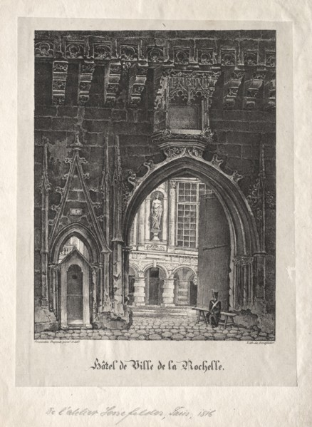 Hotel da Ville de la Rochelle, France. Alois Senefelder (German, 1771-1834). Lithograph
