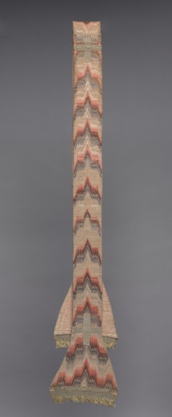 Embroidered Stole, 1800s. Italy, 19th century. Bargello, silk on linen; overall: 242.6 x 9.6 cm (95