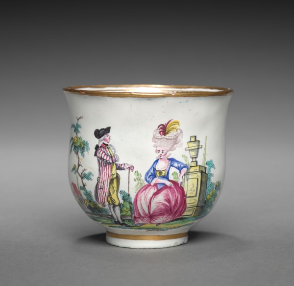 Cup and Saucer: Cup, mid-18th century. England, mid-18th Century. Enamel on metal; diameter of