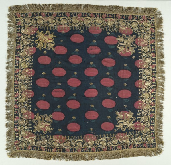 Embroidered Cover, 19th century. Turkey, 19th century. Embroidery: gold filé, twisted around silk
