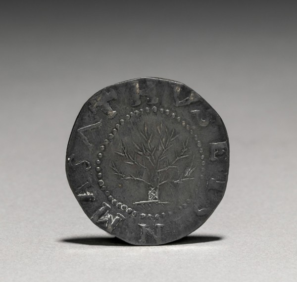 Oak Tree Shilling (obverse), 1652. John Hull (American, 1624-1683), Robert Sanderson (American,