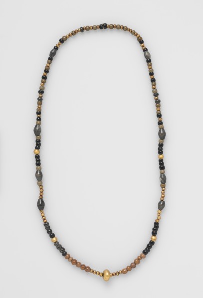 Necklace, before 1532. Peru. Gold with gray and black polished stone beads; overall: 79.4 cm (31