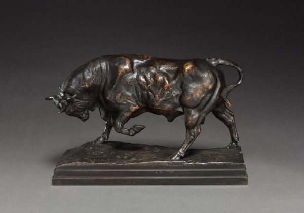 Bull, c. 1841. Antoine-Louis Barye (French, 1796-1875). Bronze; overall: 18.2 x 10.6 cm (7 3/16 x 4