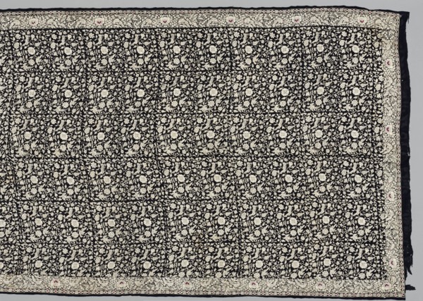 Shawl, 1800s. China, 19th century. Embroidery, silk; overall: 597.8 x 113.4 cm (235 3/8 x 44 5/8 in