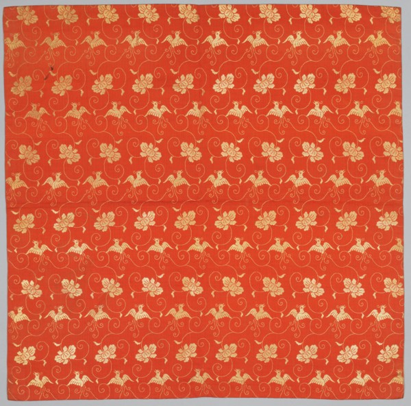 Brocaded Silk, 1800s. Japan, 19th century. Silk, metallic thread; average: 67.7 x 70.5 cm (26 5/8 x
