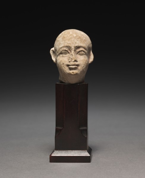 Small Head of a Man, 305-30 BC. Egypt, Ptolemaic Dynasty. Limestone; overall: 4.2 x 3.3 x 4.4 cm (1