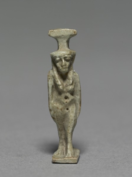 Amulet of Nephthys, 380-30 BC. Egypt, Dynasty 30 to Ptolemaic Dynasty. Gray green faience; overall:
