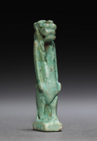 Amulet of Taweret, 305-30 BC. Egypt, Ptolemaic Dynasty. Light robin's egg blue faience; overall: 5
