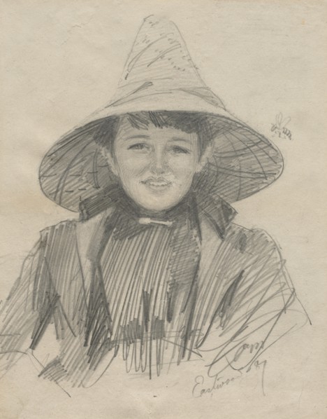 Ada Lymon (Woman in a Large Hat), 1887. Anders Zorn (Swedish, 1860-1920). Pencil