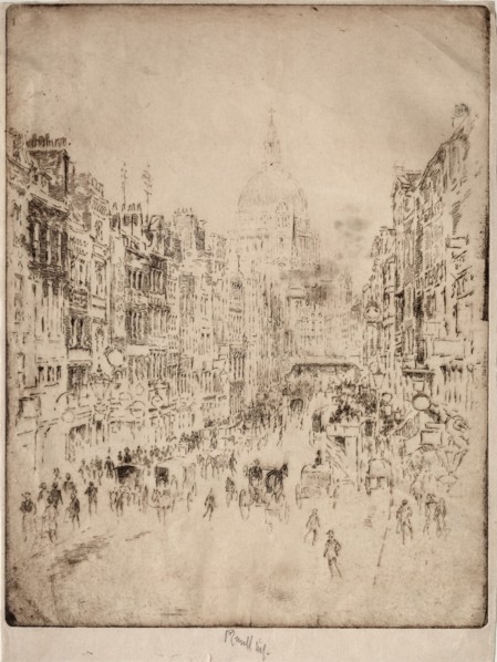 Fleet Street, Up to St. Paul's, 1896. Joseph Pennell (American, 1857-1926). Etching