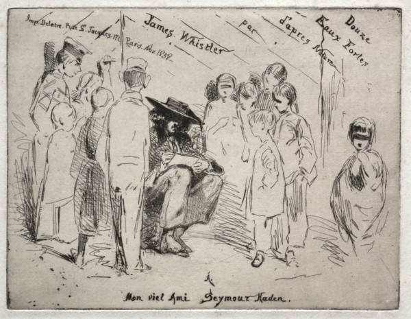 Twelve Etchings from Nature:  Title Page - Delauney Sketching, 1858. James McNeill Whistler