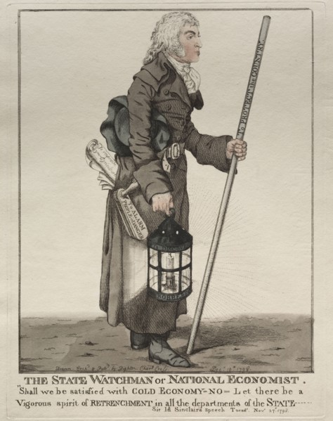 The State Watchman. Robert Dighton (British, 1752-1814). Etching with watercolor added by hand