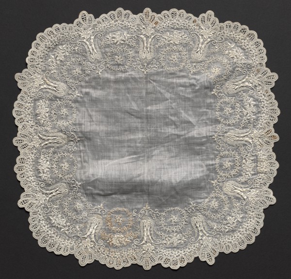 Embroidered Handkerchief, 19th century. France or Switzerland, 19th century. Embroidery: linen;