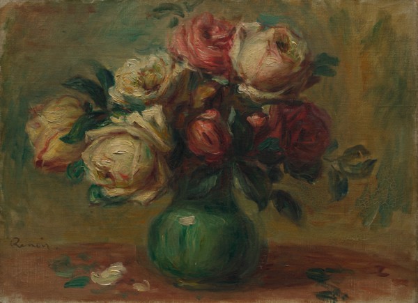 Roses in a Vase, c. 1890. Pierre-Auguste Renoir (French, 1841-1919). Oil on fabric; unframed: 25.5