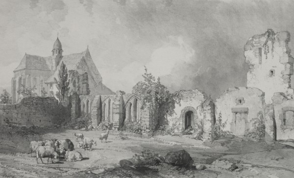 Voyages pittoresques et romantiques dans l'ancienne France.  Bretagne:  Abbaye de Relec. Eugène