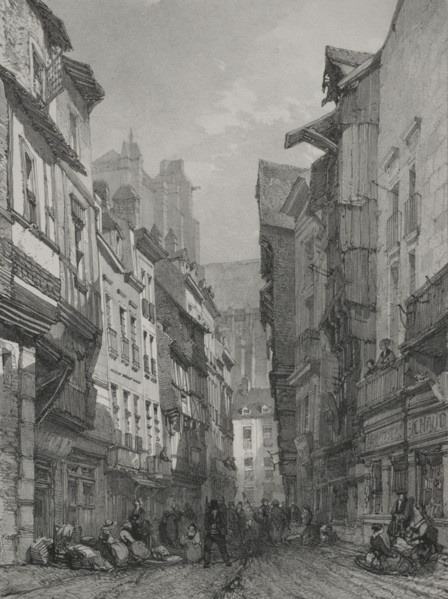 Voyages pittoresques et romantiques dans l'ancienne France.  Bretagne:  Grande rue vieille à Nantes