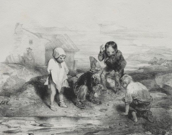 The Deciding Throw. Alexandre-Gabriel Decamps (French, 1803-1860). Lithograph