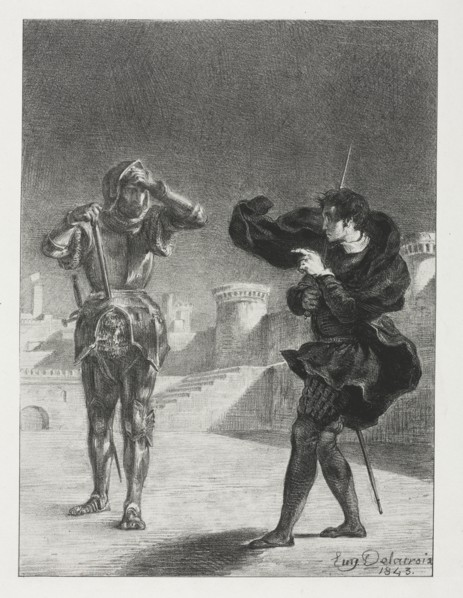 Hamlet:  The Phantom on the Terrace, 1843. Eugène Delacroix (French, 1798-1863). Lithograph