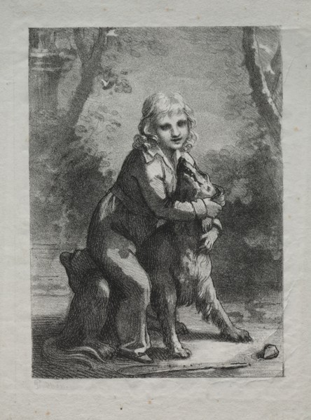 Boy with a Dog, 1822. Pierre-Paul Prud'hon (French, 1758-1823). Lithograph