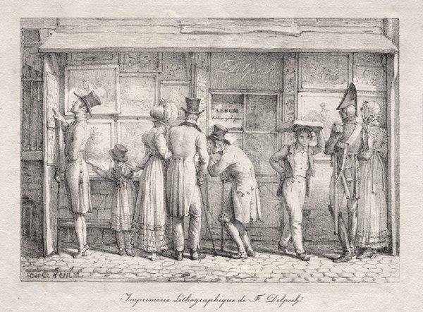 Delpech Lithographic Print Shop, c. 1818. Carle Vernet (French, 1758-1836). Lithograph; sheet: 26 x