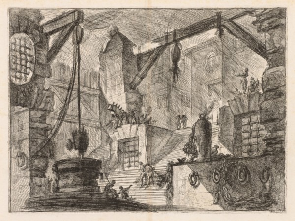 The Prisons:  Colonnaded Interior with a Broad Stair, 1745-1750. Giovanni Battista Piranesi
