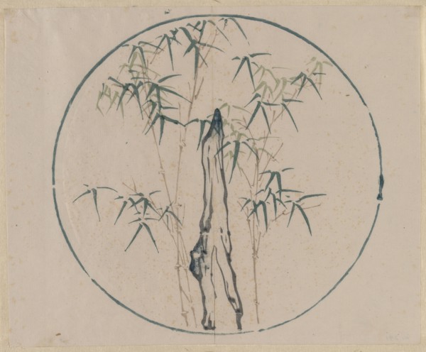 Bamboo and Rock, 1368-1644. China, Ming dynasty (1368-1644) or later. Color woodblock print;